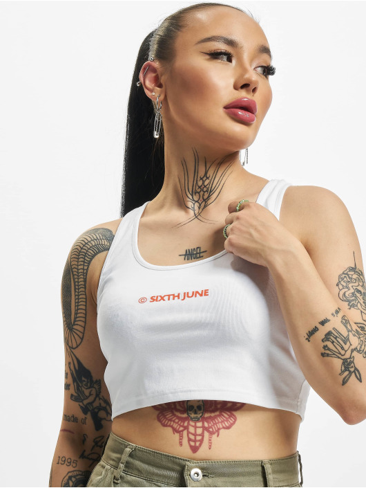 Sixth June Tops sans manche Basic Printed Crop blanc